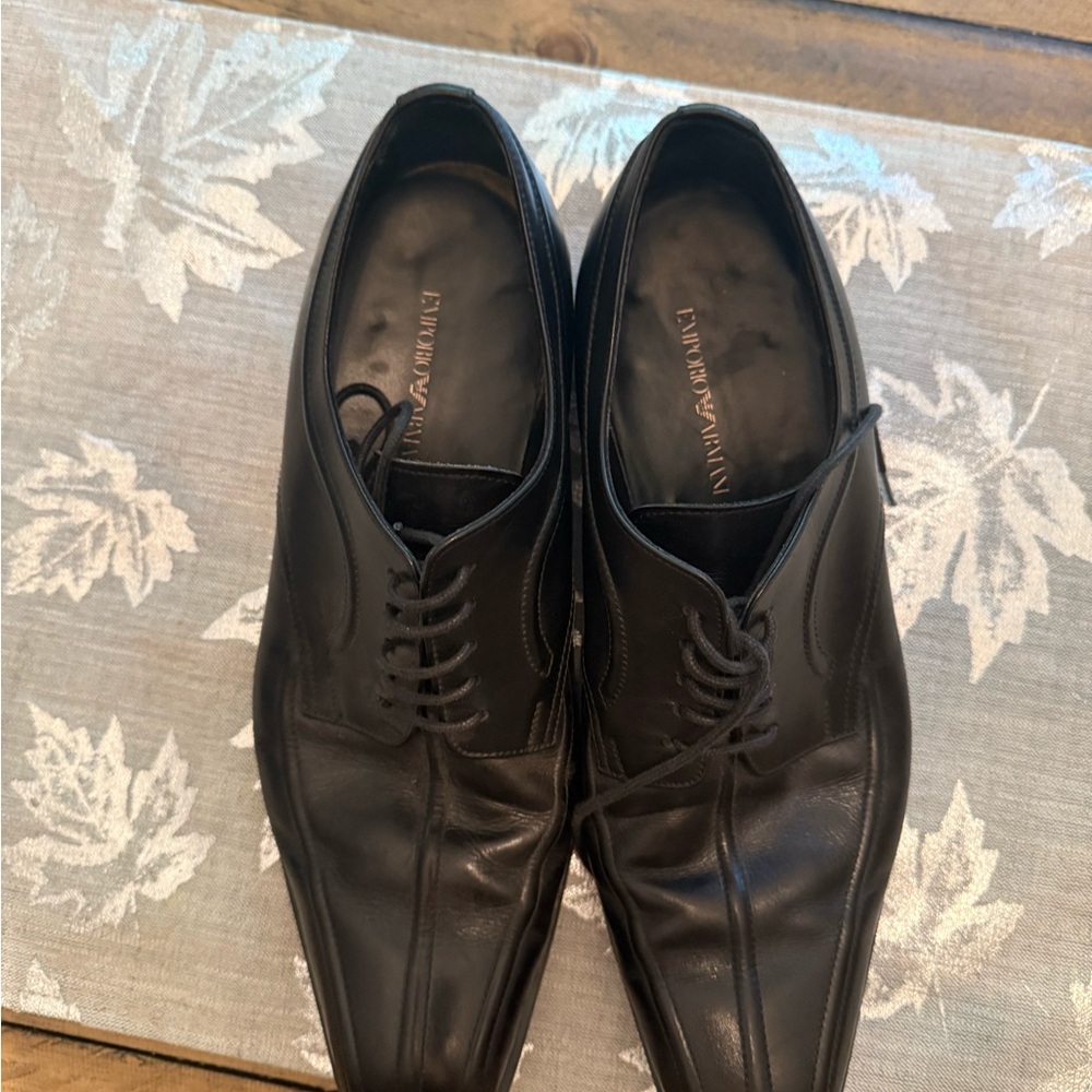 Emporio Armani Black Leather Oxfords